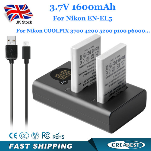 2pcs el5 battery charger - en-el5, battery+charger