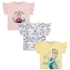 Disney Frozen 3-Pack T-Shirts for Girls | Anna & Elsa Princess Tees| 100% Cotton