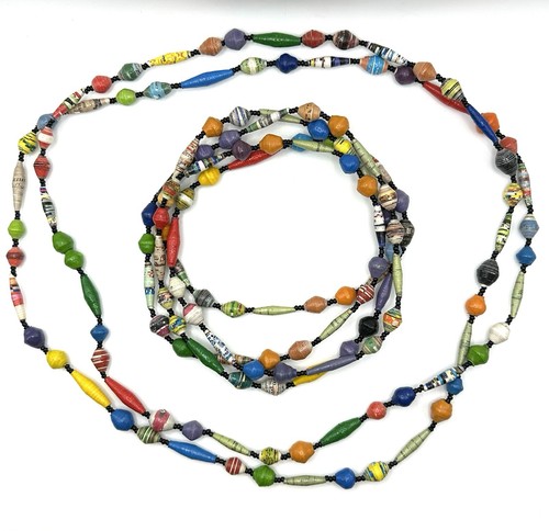 Vintage rolled paper bead - paper,