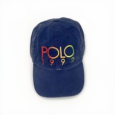 Polo 1992 Ralph Lauren Hat Deep Blue Baseball Cap Pony Leather Strap