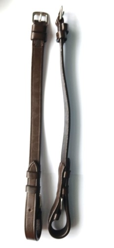Brown leather cheek pieces - leather,