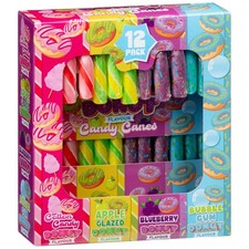 12Pk Donut Flavour Candy Canes Xmas Tree Decoration For A Traditional Look 120g
