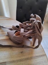 Tk Maxx SweetSuede Beige Wrap Tie Heel Shoes Size 8/41 New