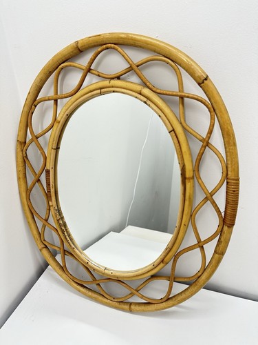 Oval rattan wall mirror - rattan,
