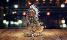 10"H Native American Smoking a