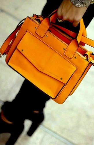 Zara orange faux leather - zara,
