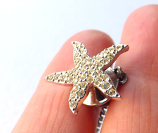 Beautiful SWAROVSKI Tie Pin Tie Tack Silver Tone STARFISH with Crystals FREE P&P