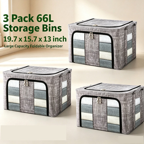 66l folding storage box - 3x,