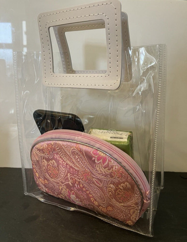 Clear transparent hand tote - clear,