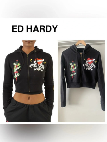 Hardy black cropped zip - hardy,