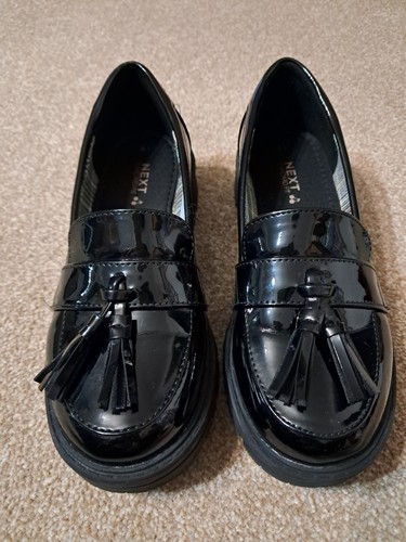 Next black patent loafers worn - patent,