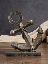Vintage Nautical Anchor Ornament Rope Decor Rustic Seaside Marine Statue Gift
