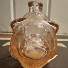 Anchor Hocking Pink Glass Piggy Bank Money Box Small Vintage Mid Century