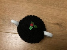 Hand Knitted tea cosy for 2 - cup teapot,Christmas theme.