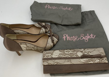 Phase Eight Peep Toe Taupe/Beige Court Shoes UK Size 7 & Clutch Bag          B11