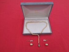 Faux Pearl Necklace & Earrings. Faux Diamond Earrings & Leslie Davis Box.