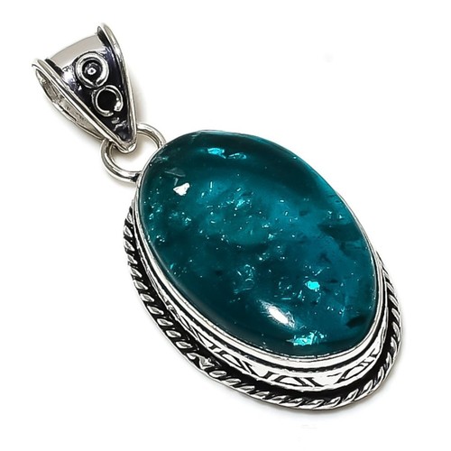 Blue baltic amber handmade - blue,