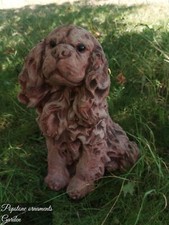 King Charles Spaniel Dog Statue Highly Detailed Stone Garden Ornament Decor