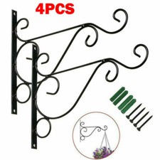 4X Heavy Duty Metal Hanging Basket Brackets Garden Plant Hanger Hook Wall Decor