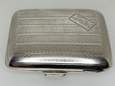 Antique Art Deco Sterling Silver Engine Turned Small Cigarette Case 'FHH' 1922