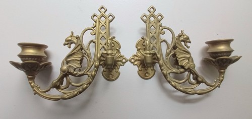 Pair antique griffin brass - antique,