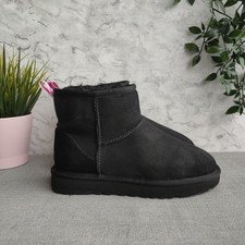 UGG Womens Classic Mini Graphic Logo Boots. UK Size 3. Black/Neon Pink 