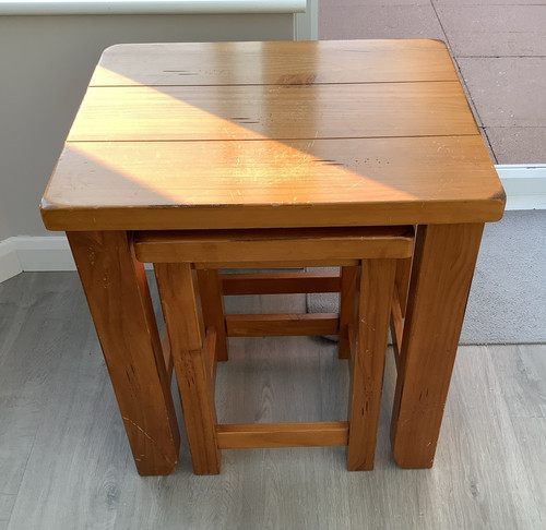 Square wooden nesting tables - square,