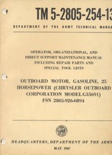 TM5-2805-254-13 Outboard Motor Model G35691 Boat Technical book US Army Postwar