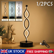 Modern Spiral LED Table Light Bedside Desk Night Lamp 3 Colors USB Rechargeable