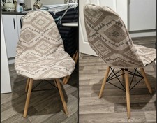 Eiffel Chair Bespoke Handmade Covers, Beige Aztec Print Upholstery Fabric, 4 off