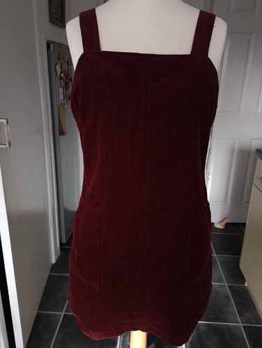 Red corded pinafore dress size - red,