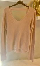 Ladies pink  Backless Knitted Jumper Size Small VGC