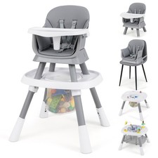 COSTWAY 16-in-1 Convertible Baby High Chair Multifunctional Kids Chair-Grey