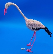 Very Rare - 1920s German GRECON MINIATURE - wool-bound wire FLAMINGO - 8½" tall
