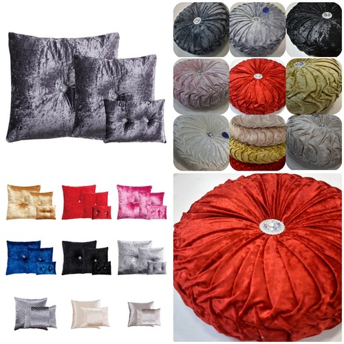 Crushed velvet cushion round - velvet,