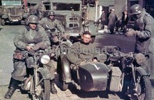 WW2 Picture Photo German motorcycle troops 3086