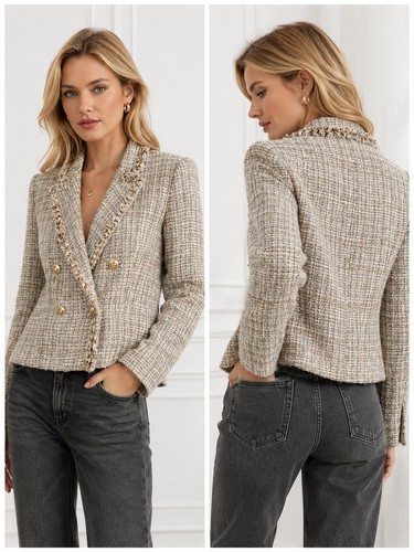 Zara nude neutral blue tweed - neutral,