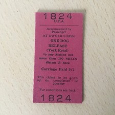 Irish. Railway. TICKET,    (. One. Dog,  Belfast. York. Rd,  ).p-22