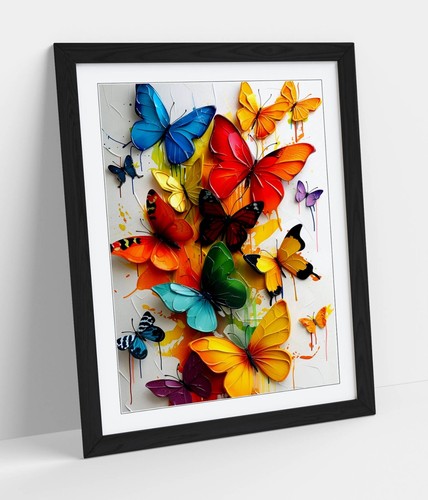 Colourful butterflies impasto - butterflies,