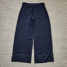 Me+Em Wide Leg Trousers Womens UK 10 Black Cropped Silk Trim