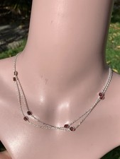 Silver Garnet Exceptional Long Necklace Chain 925 ￼