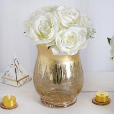 4 GOLD 8" tall Crackle Glass