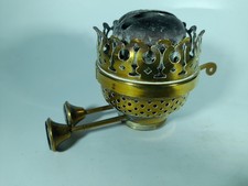 Antique Falk & Stadelmann British Made Brass Duplex Oil Lamp Burner, Snuffer Arm