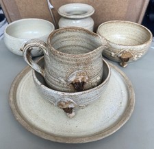 Sutton Mushroom Pottery Hull David Boyes - 3 x Bowls, Plate, Jug & Preserve Pot