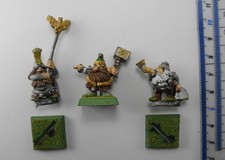 3 DWARF COMMAND Metal Dwarfs Army Painted Marauder Warhammer 1990s M1c