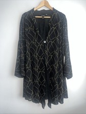 Dreamkeeper Black Gold Sparkle Glitter Textured Long Kimono Jacket L XL