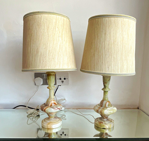 Pair vintage retro table - table, lamps