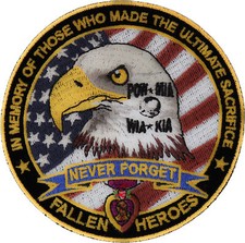Patch (Iron-On/Sew-On), Fallen Hero's POW MIA WIA KIA Memorial Patch 4" x 4"