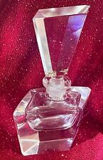 Vintage Large Moderne / ART DECO Crystal Glass Perfume Bottle 6 1/8” Tall NICE!