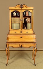 Antique Birdseye Maple Bureau Secretaire Bookcase c.1890